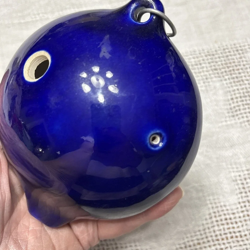 Blue Ceramic 6 Hole Ocarina Musical Instrument